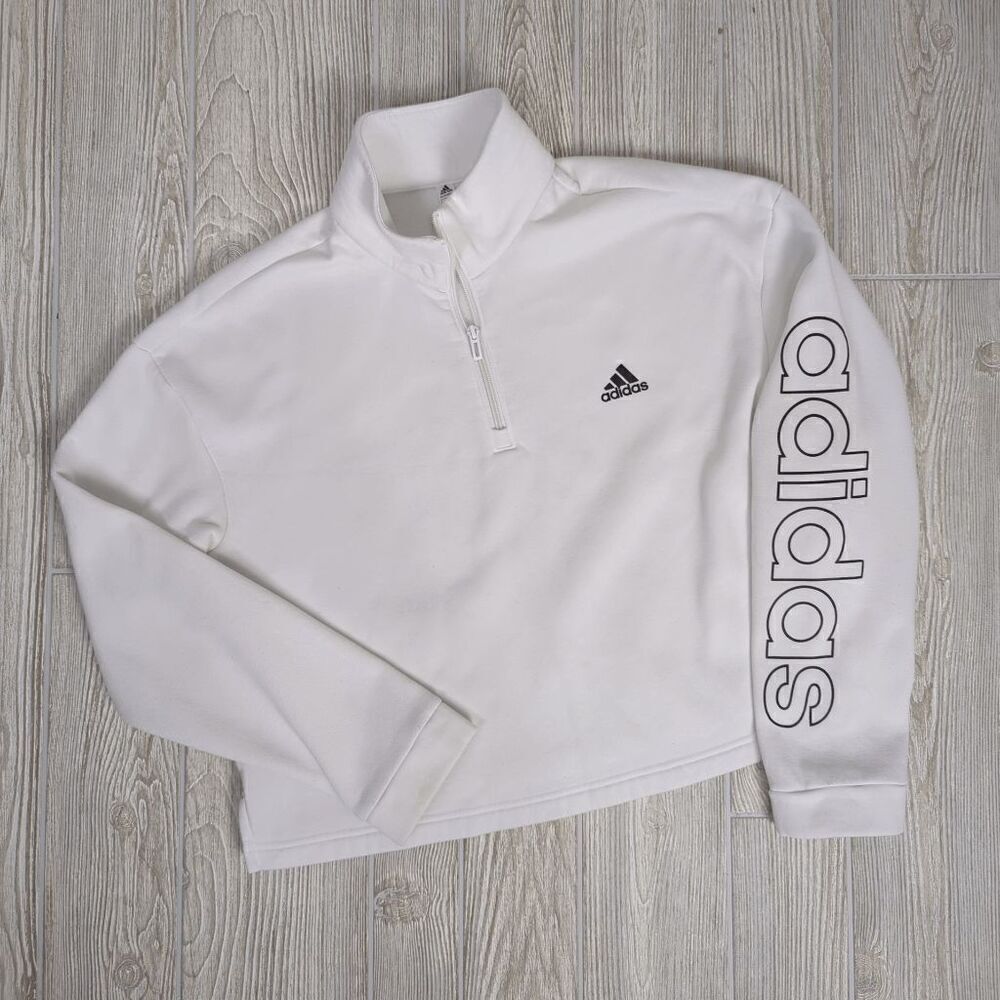 Adidas Collection Prime Green Women's XL Spellout 1/4 Zip Pullover Sweater $100